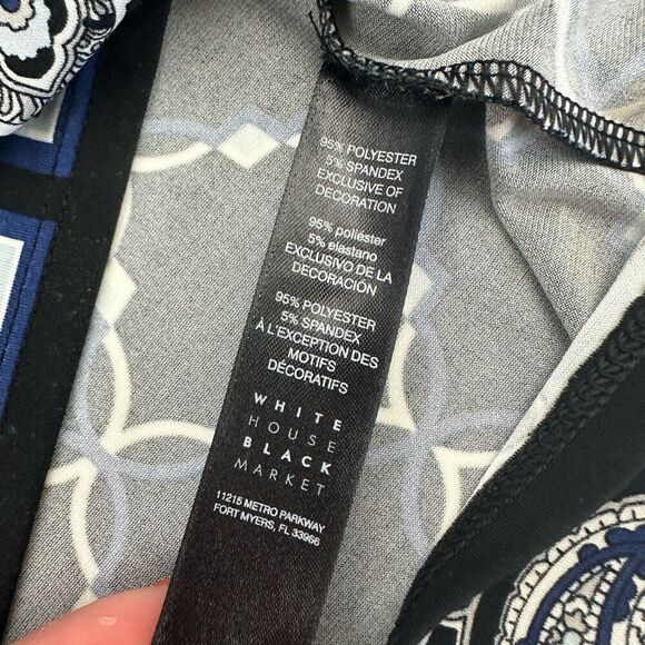 White House Black Market Shift Dress Paisley 3/4 Sleeve Stretchy Pullover Sz M - Picture 8 of 10